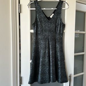 Everly, Size L, polyester/spandex dress. Black with silver metallic flecks
